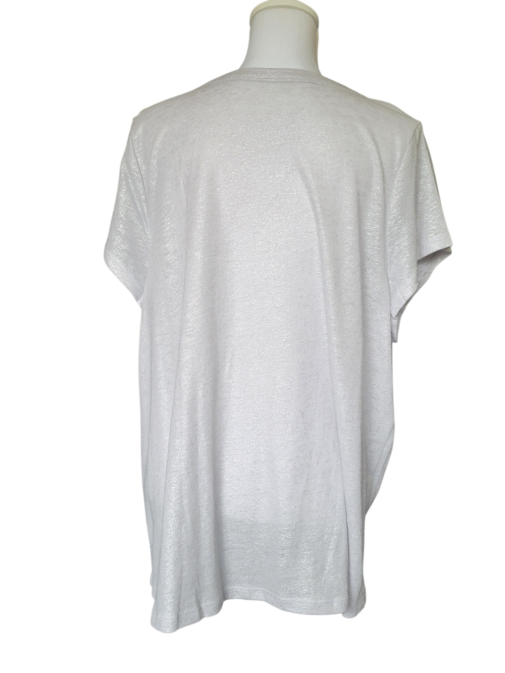 Lane Bryant Silver Shimmer Metallic V-Neck Tee - Plus Size - Picture 2 of 4